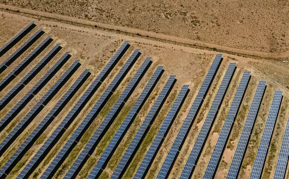 Aerial view of a solar farm in Southern Africa